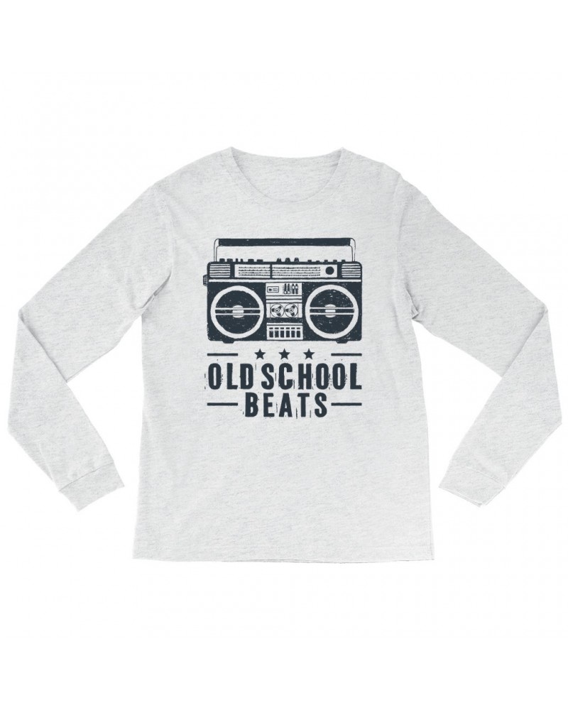 Music Life Heather Long Sleeve Shirt | Old School Beats Shirt $18.44 Shirts