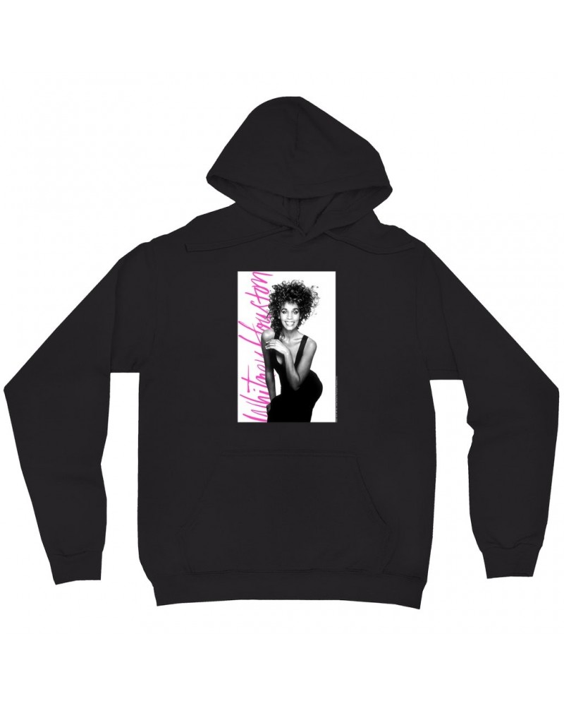 Whitney Houston Hoodie | Album Photo With Hot Pink Signature Image Hoodie $4.87 Sweatshirts