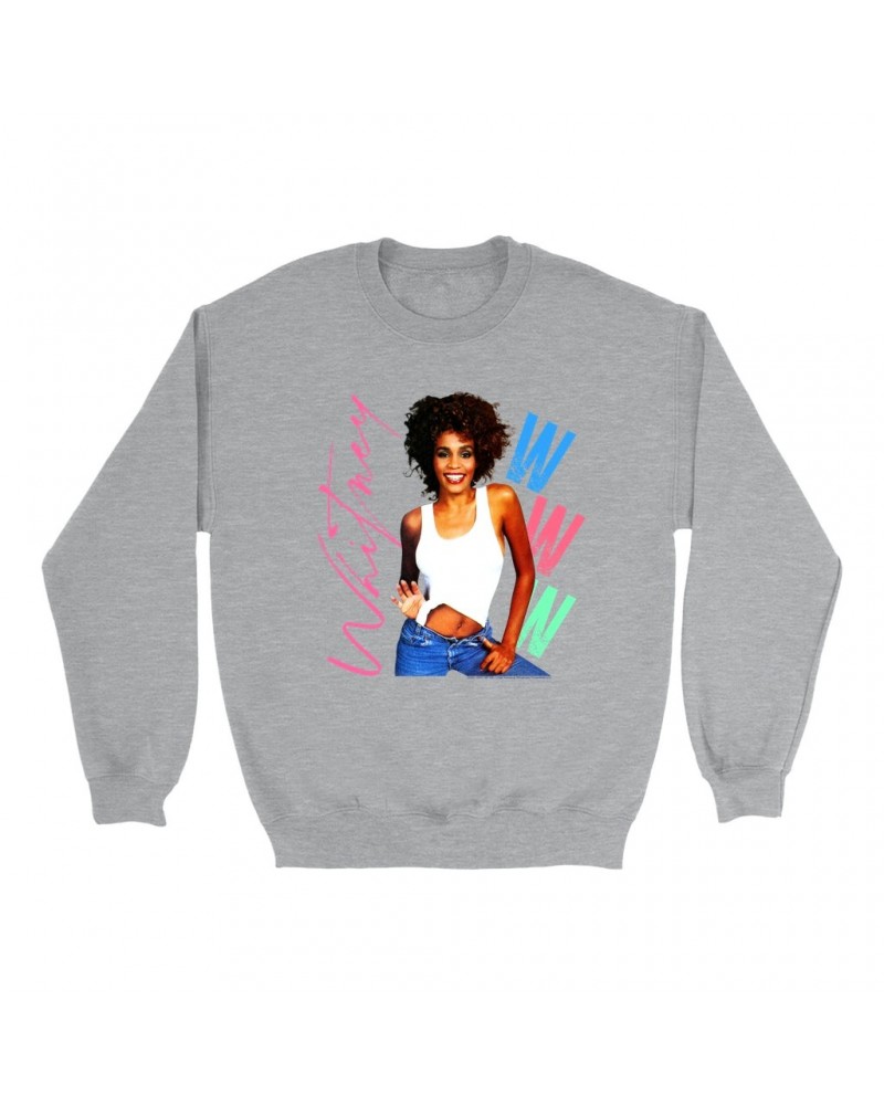 Whitney Houston Sweatshirt | Whitney Pastel W Design Sweatshirt $20.69 Sweatshirts