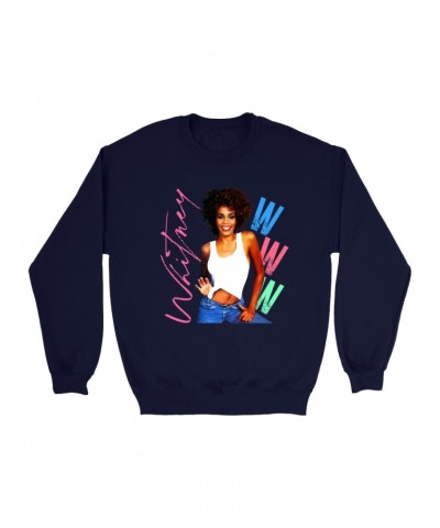 Whitney Houston Sweatshirt | Whitney Pastel W Design Sweatshirt $20.69 Sweatshirts