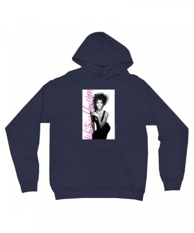 Whitney Houston Hoodie | Album Photo With Hot Pink Signature Image Hoodie $4.87 Sweatshirts