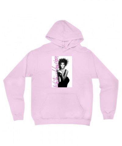 Whitney Houston Hoodie | Album Photo With Hot Pink Signature Image Hoodie $4.87 Sweatshirts