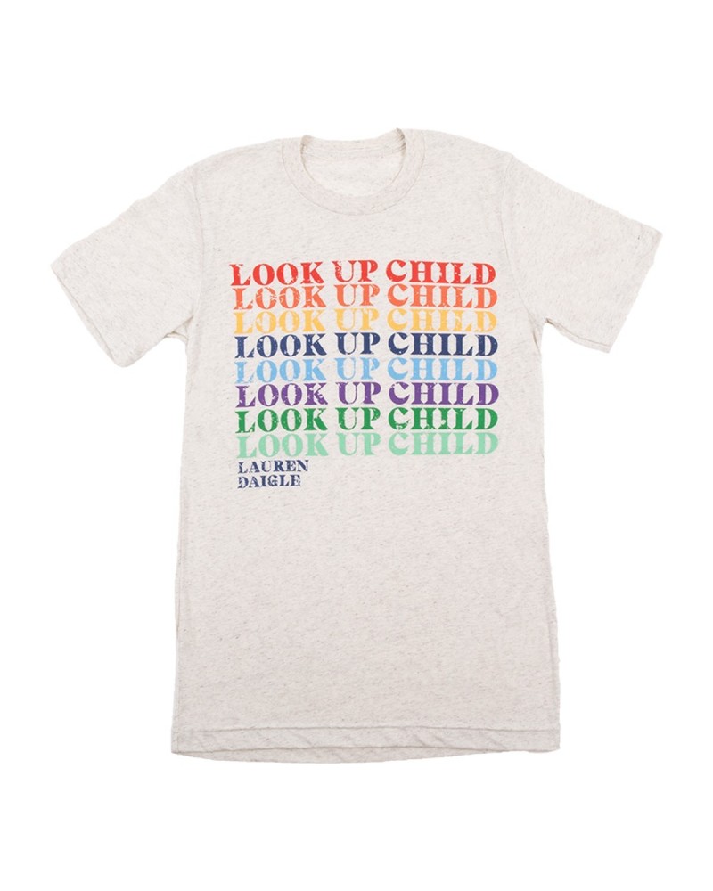 Lauren Daigle Rainbow Look Up Child Oatmeal T-Shirt $7.67 Shirts