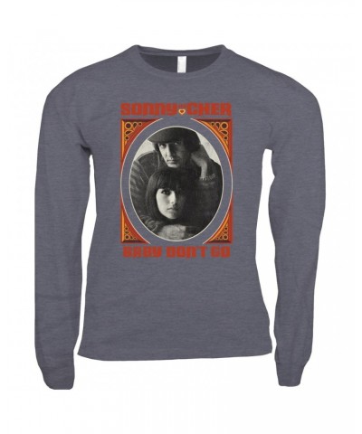 Sonny & Cher Long Sleeve Shirt | Baby Don't Go Rust Frame Image Distressed Shirt $5.54 Shirts