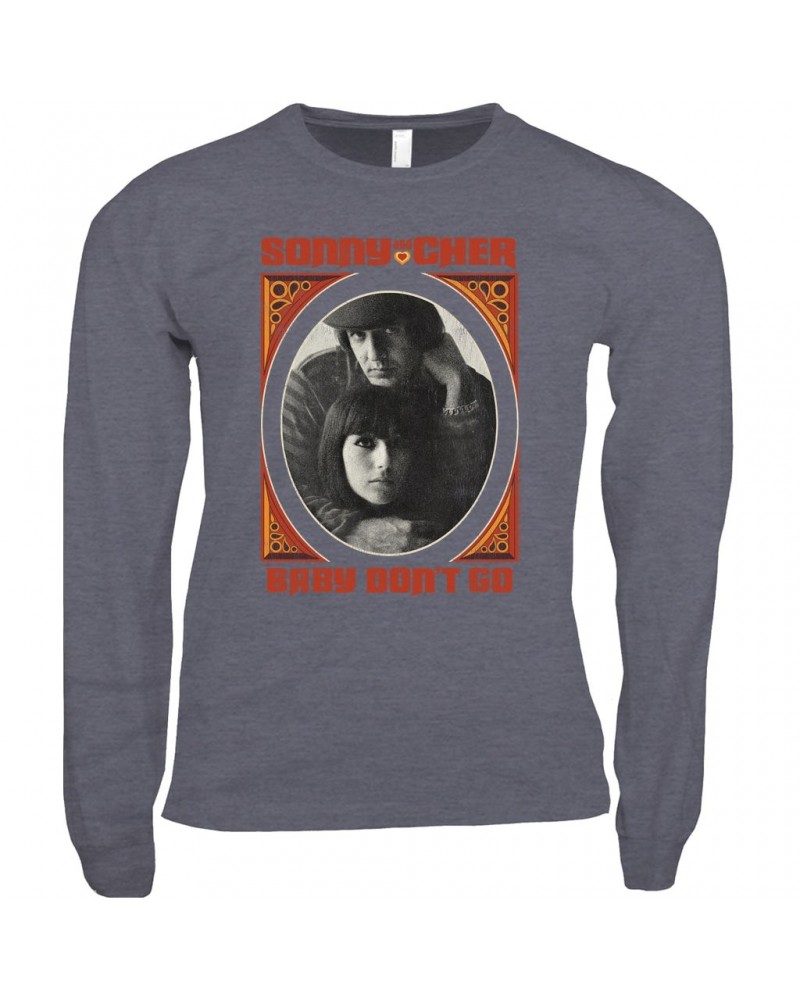 Sonny & Cher Long Sleeve Shirt | Baby Don't Go Rust Frame Image Distressed Shirt $5.54 Shirts