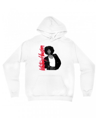 Whitney Houston Hoodie | Album Photo and Red Neon Logo Hoodie $17.39 Sweatshirts