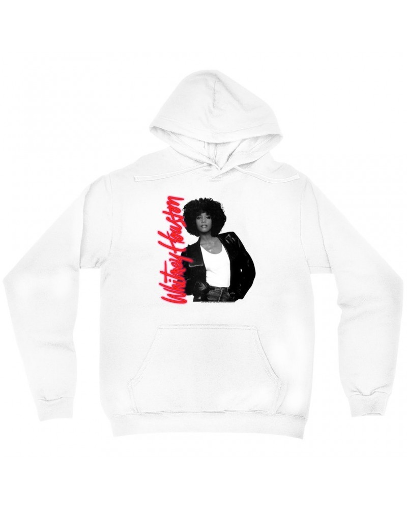 Whitney Houston Hoodie | Album Photo and Red Neon Logo Hoodie $17.39 Sweatshirts