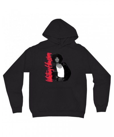 Whitney Houston Hoodie | Album Photo and Red Neon Logo Hoodie $17.39 Sweatshirts