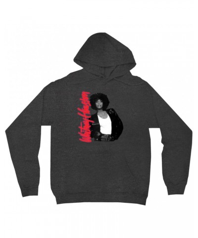 Whitney Houston Hoodie | Album Photo and Red Neon Logo Hoodie $17.39 Sweatshirts