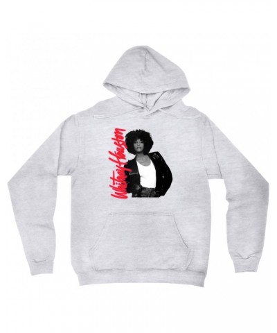 Whitney Houston Hoodie | Album Photo and Red Neon Logo Hoodie $17.39 Sweatshirts