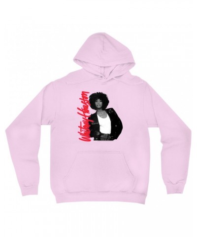 Whitney Houston Hoodie | Album Photo and Red Neon Logo Hoodie $17.39 Sweatshirts