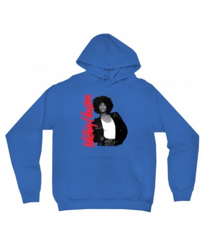 Whitney Houston Hoodie | Album Photo and Red Neon Logo Hoodie $17.39 Sweatshirts