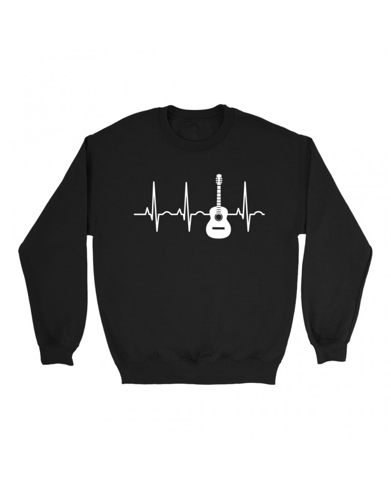 Music Life Sweatshirt | Acoustic Guitar Heartbeat Sweatshirt $8.39 Sweatshirts