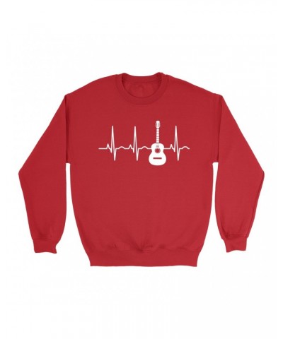 Music Life Sweatshirt | Acoustic Guitar Heartbeat Sweatshirt $8.39 Sweatshirts