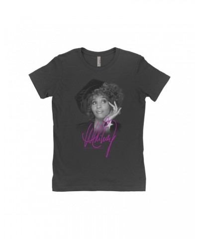 Whitney Houston Ladies' Boyfriend T-Shirt | Whitney Star Photoshoot With Signature Distressed Shirt $10.74 Shirts