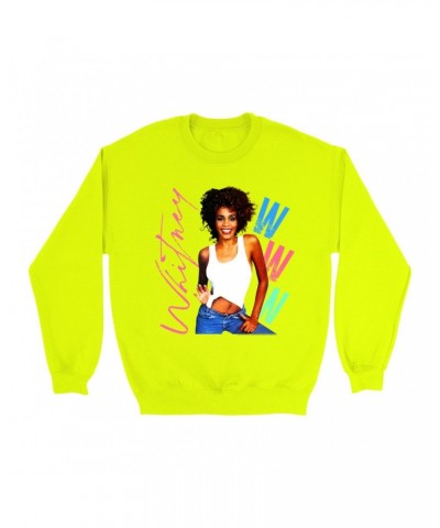 Whitney Houston Bright Colored Sweatshirt | Whitney Pastel W Design Sweatshirt $14.73 Sweatshirts