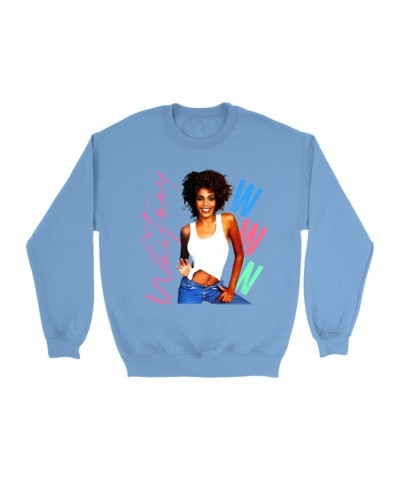 Whitney Houston Bright Colored Sweatshirt | Whitney Pastel W Design Sweatshirt $14.73 Sweatshirts