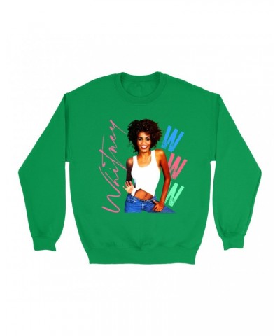 Whitney Houston Bright Colored Sweatshirt | Whitney Pastel W Design Sweatshirt $14.73 Sweatshirts