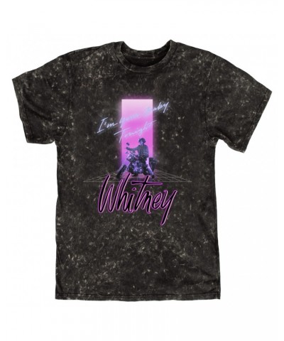 Whitney Houston T-shirt | Neon Light I'm Your Baby Tonight Image Mineral Wash Shirt $18.22 Shirts