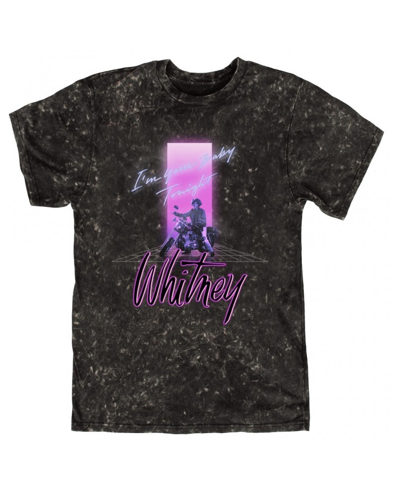 Whitney Houston T-shirt | Neon Light I'm Your Baby Tonight Image Mineral Wash Shirt $18.22 Shirts