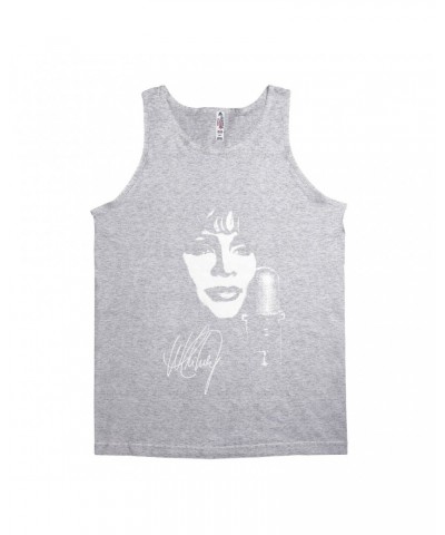 Whitney Houston Unisex Tank Top | Whitney Portrait Signature In White Shirt $6.99 Shirts