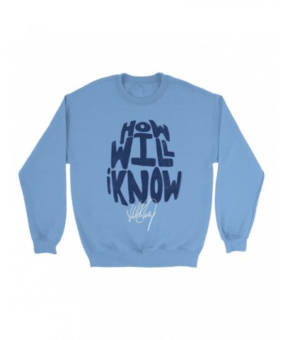 Whitney Houston Bright Colored Sweatshirt | How Will I Know Navy Design Distressed Sweatshirt $12.71 Sweatshirts