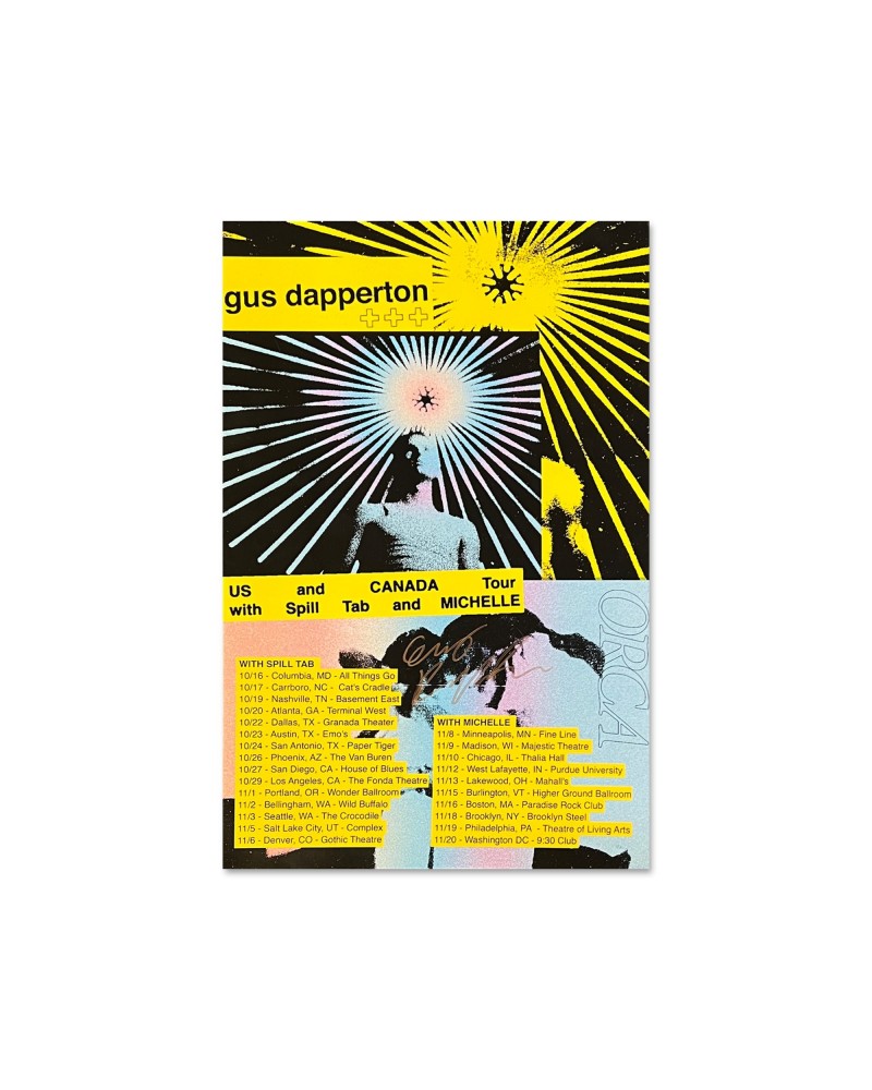 Gus Dapperton Orca 2021 US & Canada Tour Poster $8.09 Decor