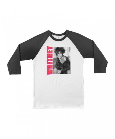 Whitney Houston 3/4 Sleeve Baseball Tee | Whitney Pink And Red Design Distressed Shirt $7.99 Shirts