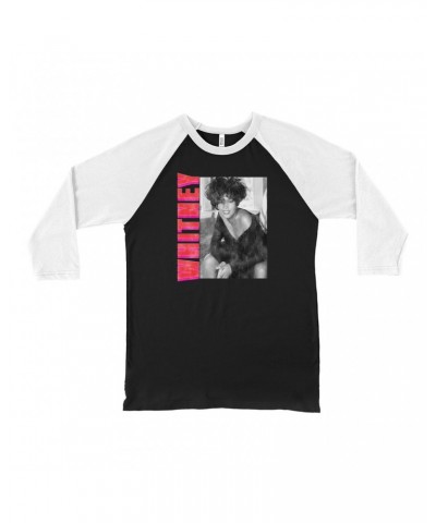 Whitney Houston 3/4 Sleeve Baseball Tee | Whitney Pink And Red Design Distressed Shirt $7.99 Shirts